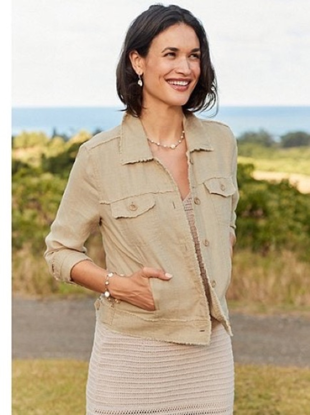 Tommy Bahama Women’s Large Linen Jacket Quiet Luxury Euro Summer Boho Natural - Picture 3 of 12